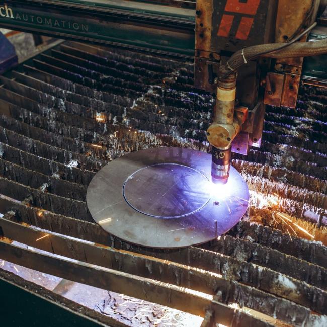 Efficient metal laser cutting from Baseline Custom Fabricating Ltd. in Courtice, Ontario.